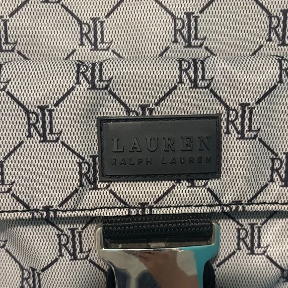 Ralph Lauren Gray Monogram Tote with Black Web Straps - Picture 2 of 13